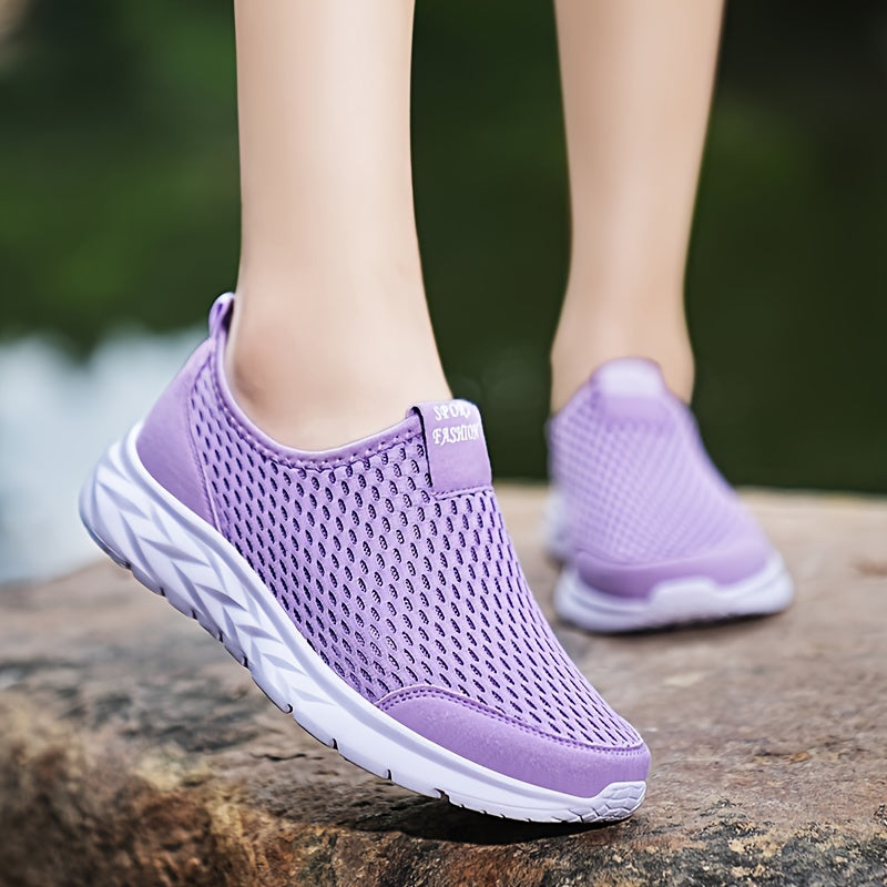 Women's Breathable Mesh Sneakers - Lightweight, Slip-On Casual Shoes with Soft EVA Sole for Summer Comfort