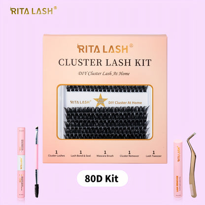 RITALASH DIY Lash Extension Kit, 280 Pcs Lash Clusters With Lash Bond And Seal, Mascara Brush Cluster Lash Glue Remover, Lash Applicator