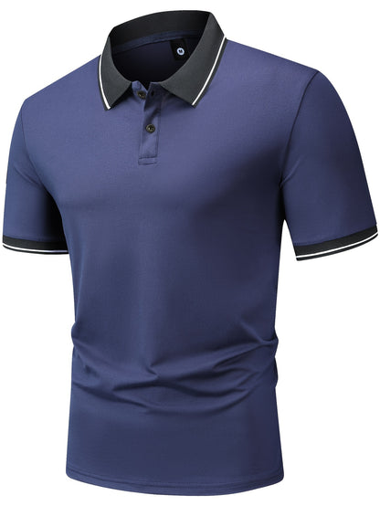 6pcs Short Sleeve Men's Fashionable Lapel Golf T-shirt, Suitable for Tennis and Commercial Entertainment, Ideal Gift