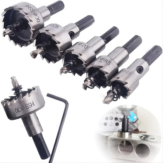 5-Piece Heavy-Duty Hole Saw Drill Bit Set - Perfect For Stainless Steel, Aluminum, Plastic & Wood!