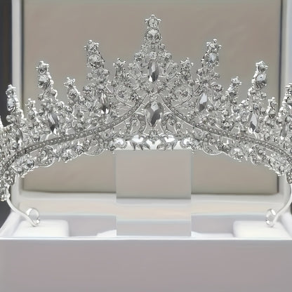 1pc Fashionable Alloy Crown, Rhinestone Tiara for Wedding, Bridal Accessories, Birthday Theme Jewelry