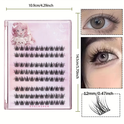80 Clusters of 5D Faux Mink Eyelash Clusters Self-Adhesive with No Need for Glue The False Eyelashes Present a Fluffy and Messy Look Being Easy to Apply and Reusable