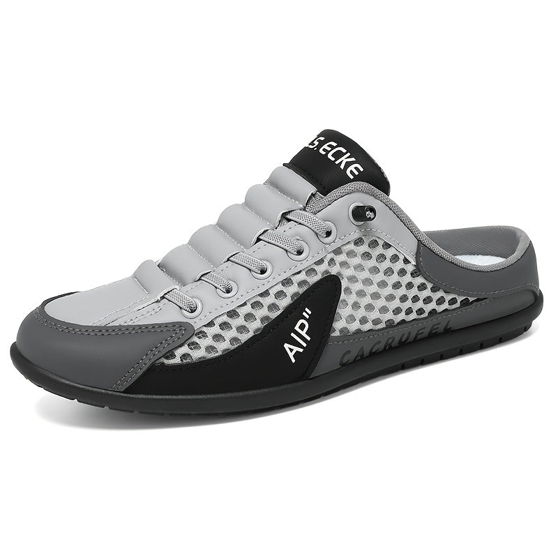 Men'S One Foot Casual Slippers - Breathable PU Upper, Cushioned EVA Insole And Durable PVC Sole, White And Navy Blue With Golden Accents, All Season Indoor/outdoor Shoes Suitable For Daily Wear And Vacation, Fashionable Shoes