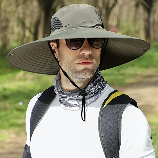 Men's UV-Protective Fisherman Hat, Solid Color Sunshade Cap for Fishing and Mountaineering