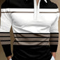 Men's Long Sleeved Zipper Collar Shirt Striped Fashion Spring And Autumn Polo Shirt Collar