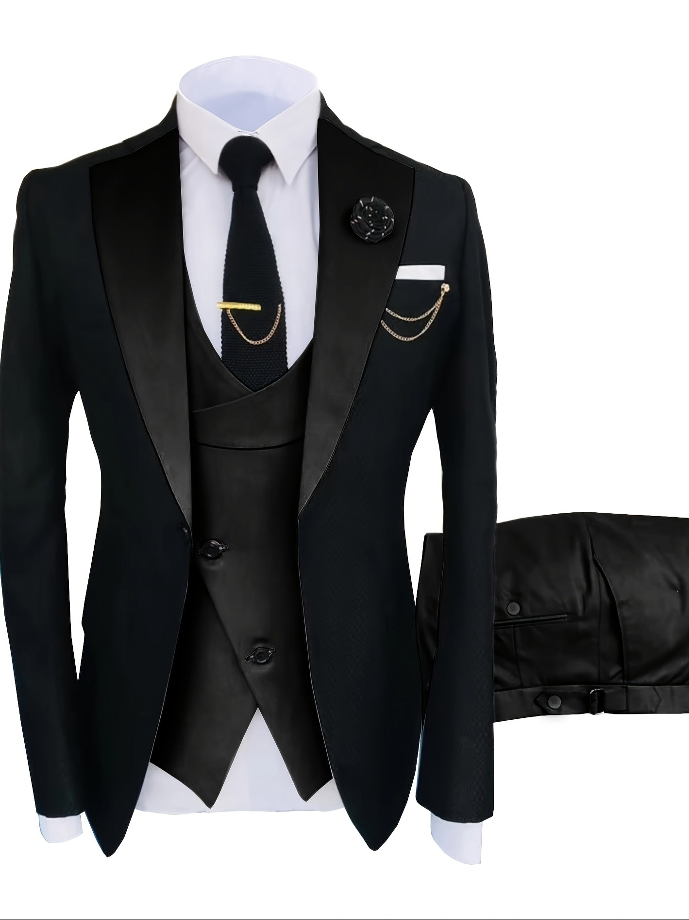 Men's 3pcs Slim Fit Suit Double Breasted Suit Men Formal Suit for Wedding Prom Dinner Party