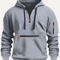 220gsm 100% Polyester Long Sleeve Hoodie - Men's Solid Color Regular Fit Casual Pullover with Zipper Pocket for Fall/Winter