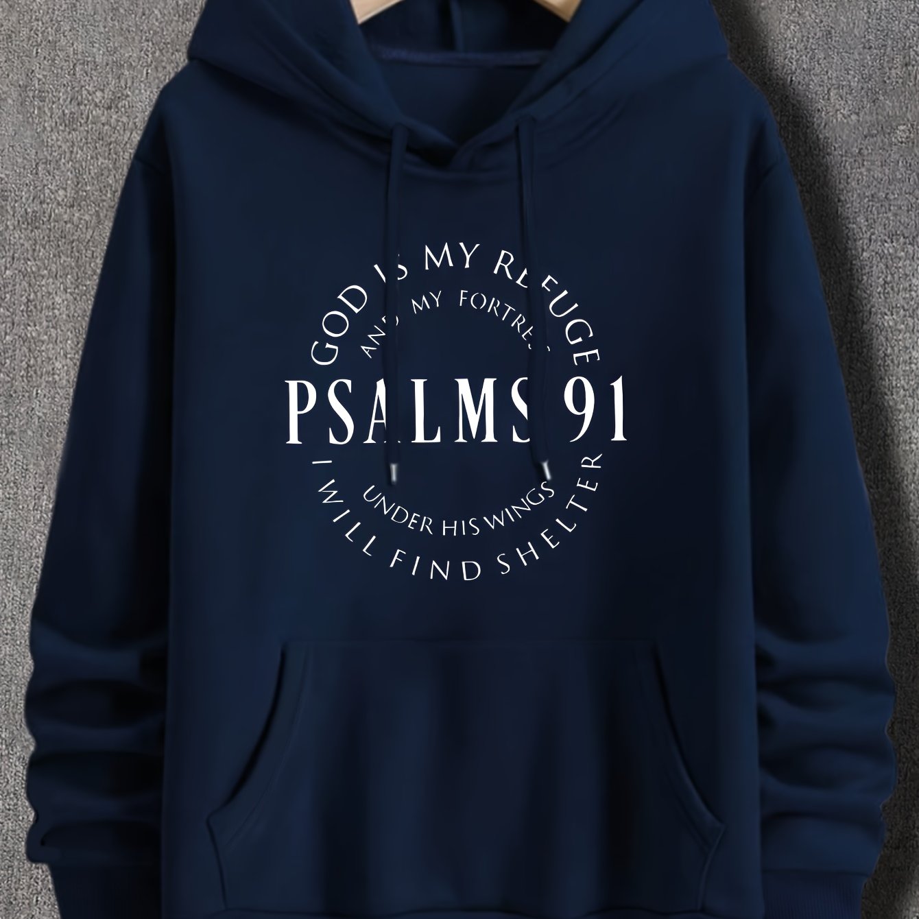 Stylish Psalms 91 Graphic Hoodie - Soft, Comfy, Loose Fit with Kangaroo Pocket, Drawstring, and Trendy Design - Autumn Winter Essential for Men
