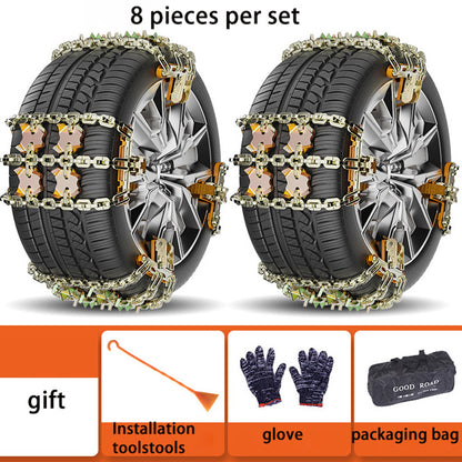 1/6/8pcs Durable Steel Traction Chains for Cars, Light Trucks & SUVs - Easy Install Anti-Slip Tires Chains for Snow, Ice & Mud Road Safety