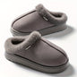 Cozy Plush Winter Slippers - Elegant Black with Cream Fur Trim, Thick Cushioned EVA Sole, Non-Slip, Hand Washable Indoor Shoes, Indoor Slippers