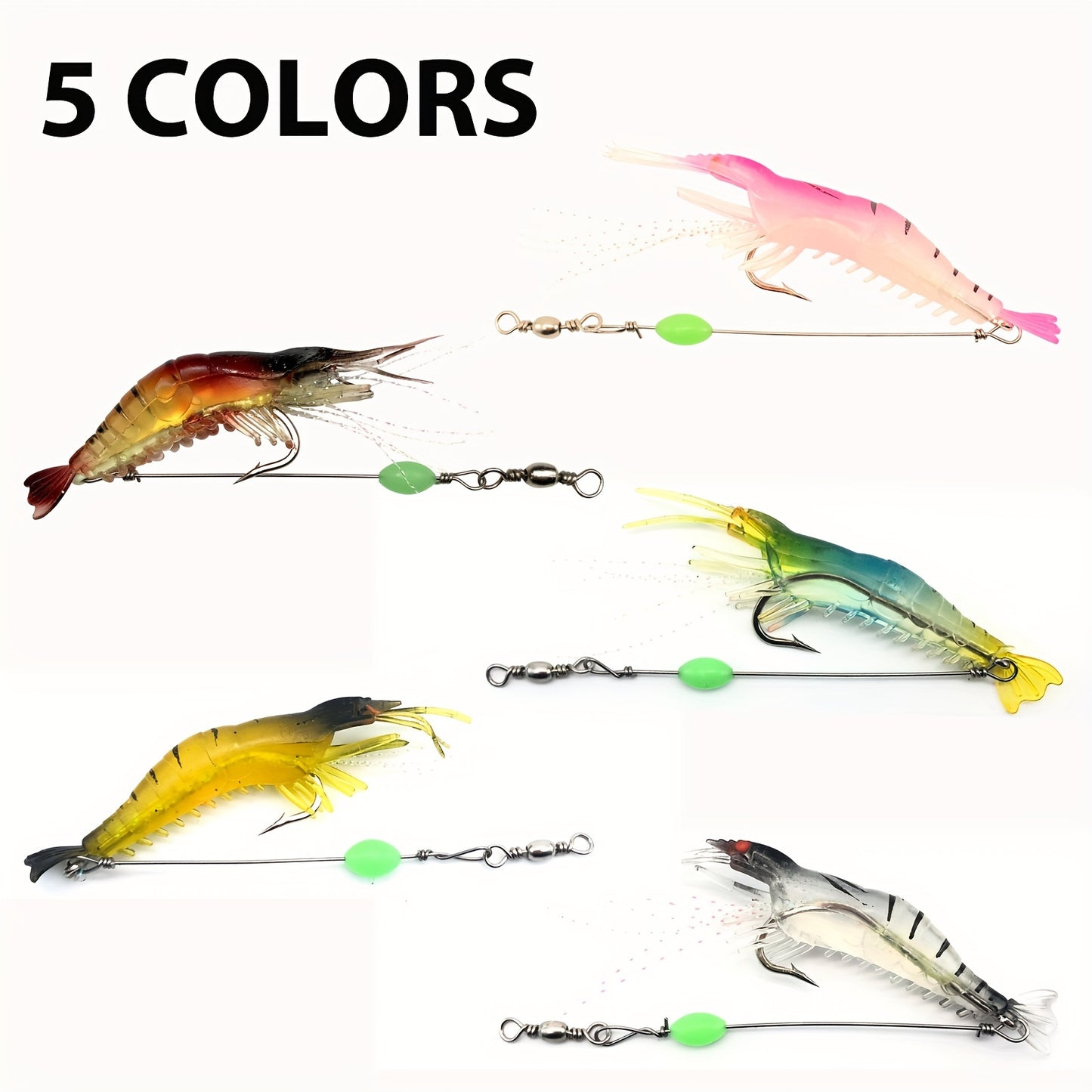 10pcs Luminous Shrimp Soft Fishing Lure, Artificial Bait & Hook