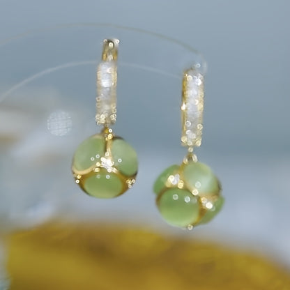 Super Gentle! Women's Drop Earrings Round Ball Earrings Earrings Earrings Buckle Earrings Light Luxury Earrings Niche Design Sense Of Gift For Girls 925 Silver Pin Anti-allergy