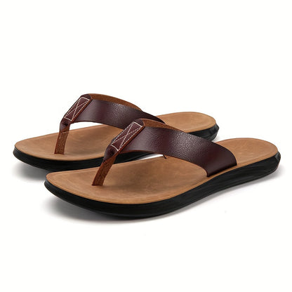 MAGIC LIONS-Comfortable and Durable Brown Men'S Business Casual Slippers - Indoor/Outdoor Beach Sandals.Men'S Synthetic Thong Sandals, Casual Non Slip Flip-flops Shoes ToePost Sandals For Indoor Outdoor Beach, Spring And Summ