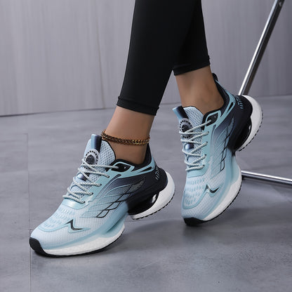 Women's Breathable Mesh Platform Sneakers, Casual Lace Up Outdoor Shoes, Comfortable Low Top Running Shoes plus size
