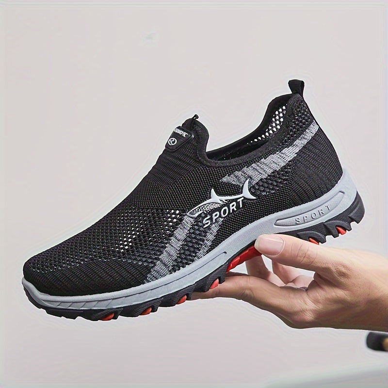 Men's Slip On Mesh Breathable Non Slip Sneakers, Durable Comfy For Spring Summer Outdoor Hiking Camping Climbing