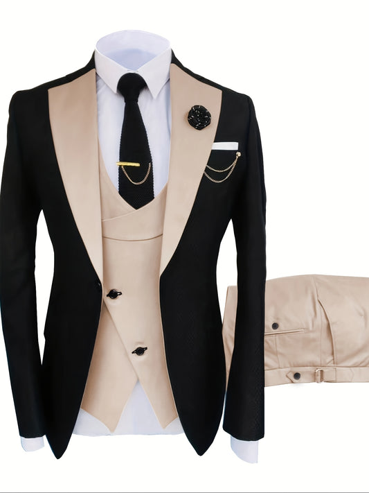 Men's 3pcs Slim Fit Suit Double Breasted Suit Men Formal Suit for Wedding Prom Dinner Party