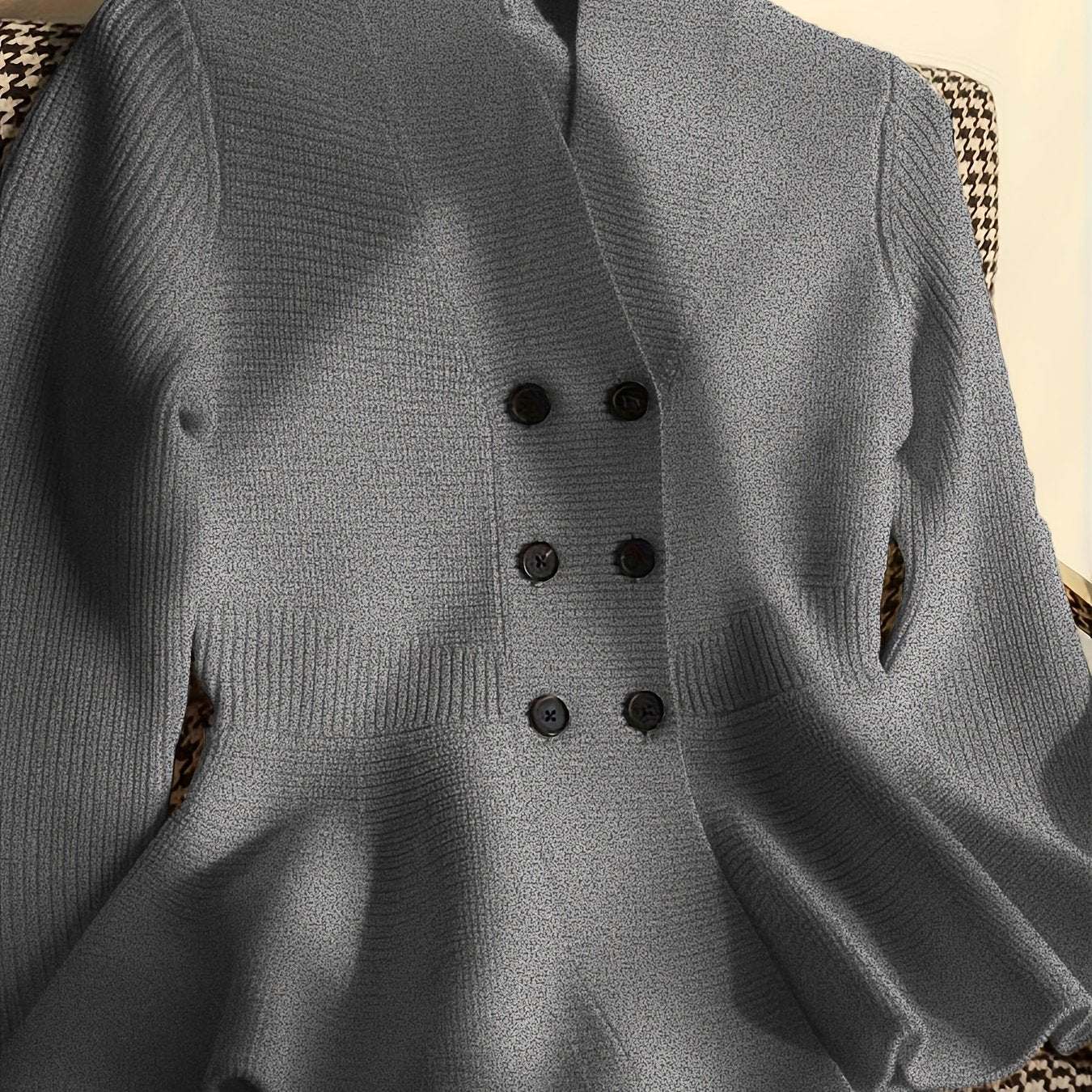 Visually V-Neck Cardigan - Solid Color, Thick Knit, Loose Fit, Warm, Viscose and Polyester Blend, Perfect for Fall/Winter