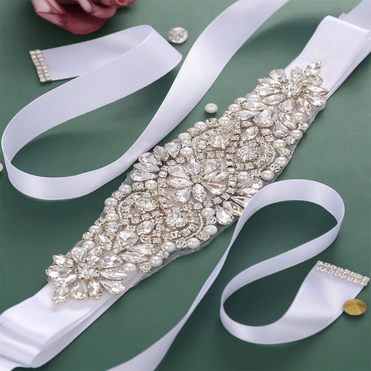 Rhinestone Bridal Belt Wedding Dress Waist Chain Sash Faux Pearl Beaded Belt Handcrafted Wedding Accessories For Bridesmaid