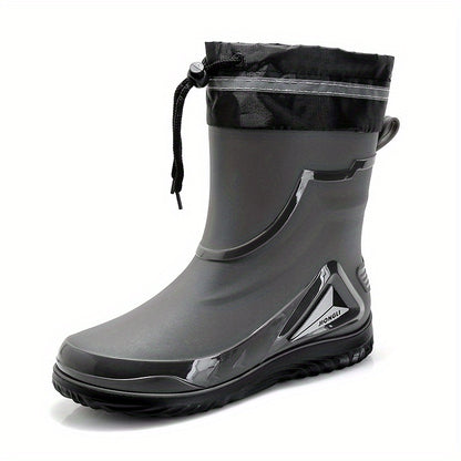 Men's Solid PVC Rain Boots, Slip On Non-slip Durable Waterproof Comfy Rain Shoes For Outdoor Working Fishing wellies