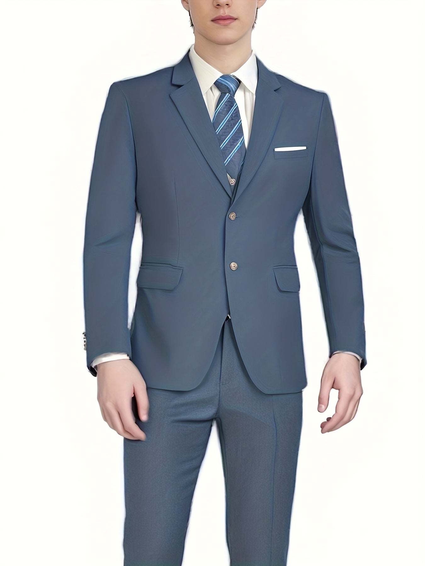 Pyiuhs Men's Suit 3pcs Wedding Party Suits 2 Buttons Slim Fit Tuxedo Set for Men Prom Casual Business for Man Jacket Blazer Vest Pant