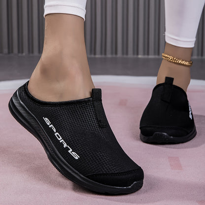 Women's Simple Flat Mule Sneakers, Casual Slip On Outdoor Shoes, Lightweight & Comfortable Shoes plus size