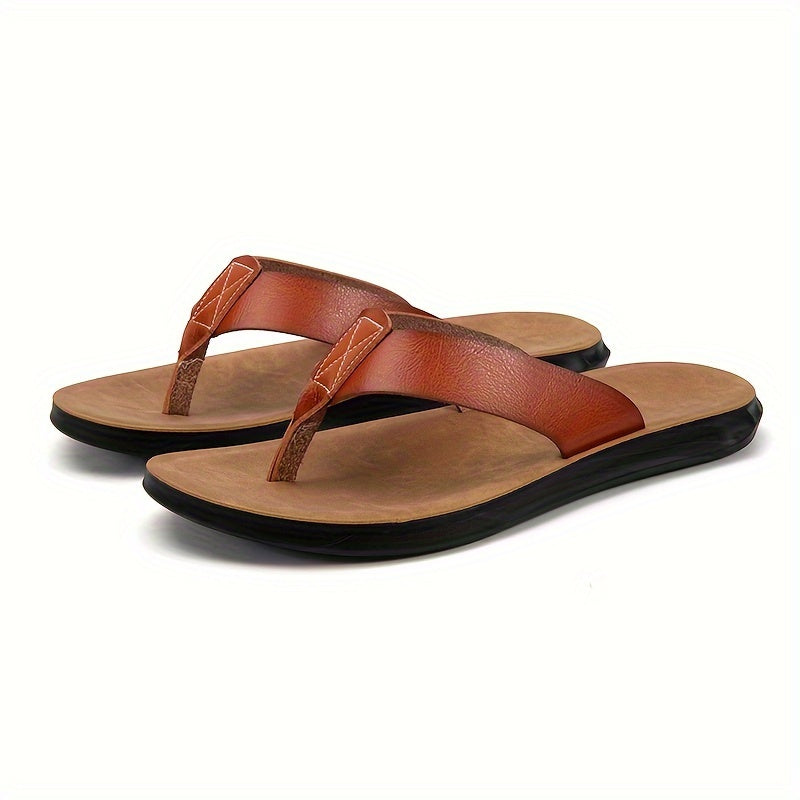 MAGIC LIONS-Comfortable and Durable Brown Men'S Business Casual Slippers - Indoor/Outdoor Beach Sandals.Men'S Synthetic Thong Sandals, Casual Non Slip Flip-flops Shoes ToePost Sandals For Indoor Outdoor Beach, Spring And Summ