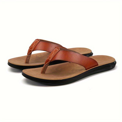 MAGIC LIONS-Comfortable and Durable Brown Men'S Business Casual Slippers - Indoor/Outdoor Beach Sandals.Men'S Synthetic Thong Sandals, Casual Non Slip Flip-flops Shoes ToePost Sandals For Indoor Outdoor Beach, Spring And Summ