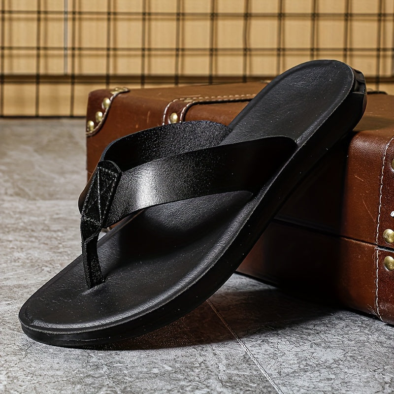 MAGIC LIONS-Comfortable and Durable Brown Men'S Business Casual Slippers - Indoor/Outdoor Beach Sandals.Men'S Synthetic Thong Sandals, Casual Non Slip Flip-flops Shoes ToePost Sandals For Indoor Outdoor Beach, Spring And Summ