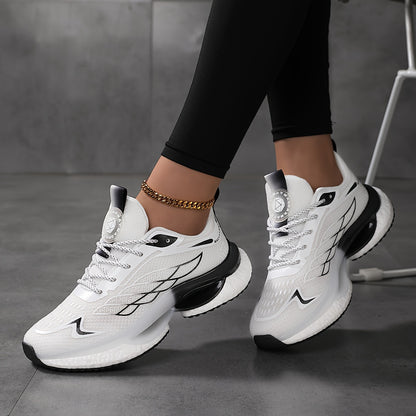Women's Breathable Mesh Platform Sneakers, Casual Lace Up Outdoor Shoes, Comfortable Low Top Running Shoes plus size