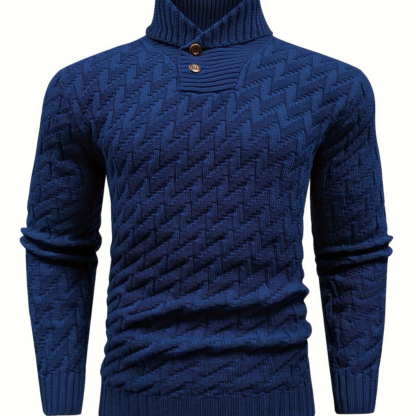 Men'S Casual Commuting Fashion Solid Texture Warm Lapel Sweater