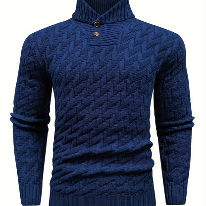 Men'S Casual Commuting Fashion Solid Texture Warm Lapel Sweater