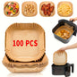 100 High-quality Air Fryer Pad Paper - Thickened, Non-stick, Oil-resistant, Suitable for 2-8 Air Fryer - Essential Kitchen And Restaurant Supplies for Frying, Baking, Cooking And Microwave, Practical Air Fryer Paper, Essentia