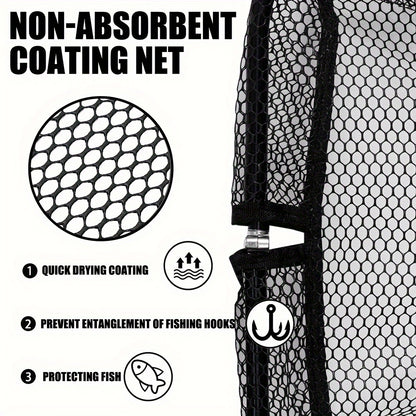 SAMOLLA Extra-Large Folding Fishing Net - Durable Aluminum Alloy, Quick-Dry Rubber Coating, 95cm Length for Sea & Fly Fishing