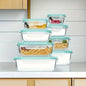 8pcs BPA-Free Glass Food Storage Containers with Leak-Proof Locking Lids – Microwave, Oven, Freezer & Dishwasher Safe – Perfect for Meal Prep, Snacks, Fruits & Veggies