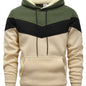 Mens Color Block Hooded Pullover Hoodie - Soft Slight Stretch Polyester Fabric, Long Sleeve, Regular Fit, Contrast Collar, Kangaroo Pocket, Hand Wash Only - Perfect Winter and Fall Streetwear Gift for Him