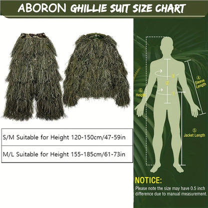 5-in-1 Ghillie Suit Pro - Blinds for Jungle Hunting, CS, Bird Watching, and Halloween Costume Prop - Ultimate Camouflage Clothing for Concealment and Versatility