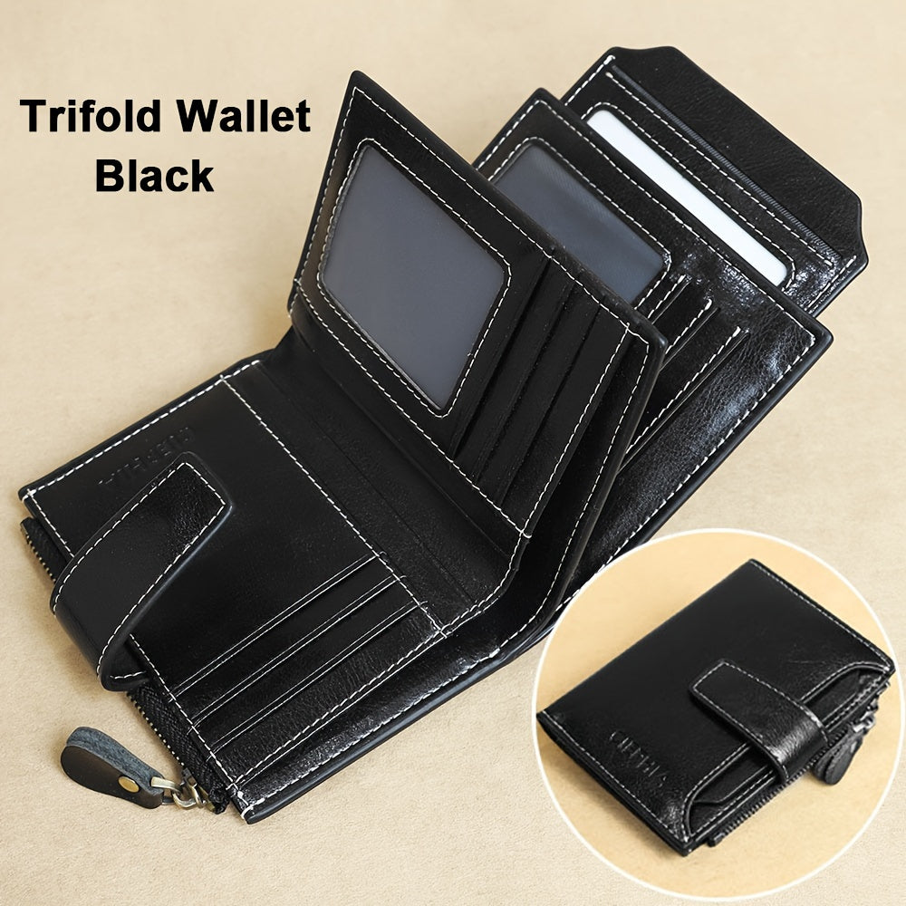 Genuine Leather RFID Blocking Wallet for Women - Stylish Bifold Card Holder with Detachable ID Window, Zipper Coin Pocket & Multiple Compartments, Red, Travel Accessory | Rfid Safe Wallet | Durable Leather, Card Holder Wallet