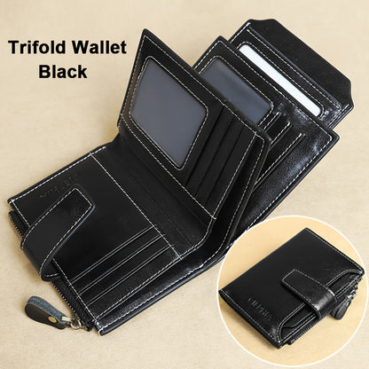 Genuine Leather RFID Blocking Wallet for Women - Stylish Bifold Card Holder with Detachable ID Window, Zipper Coin Pocket & Multiple Compartments, Red, Travel Accessory | Rfid Safe Wallet | Durable Leather, Card Holder Wallet