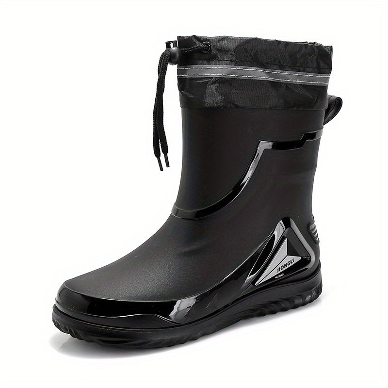 Men's Solid PVC Rain Boots, Slip On Non-slip Durable Waterproof Comfy Rain Shoes For Outdoor Working Fishing wellies