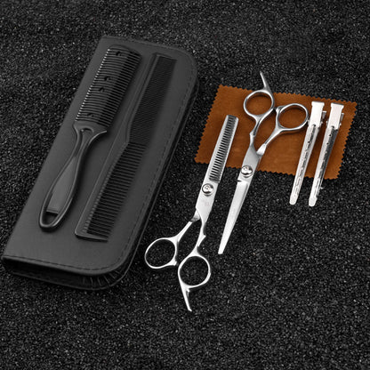 8pcs Professional Hair Cutting Scissors With Comb And Case - Perfect For Home Haircutting, Barber/Salon, And Thinning - Ideal For Men And Women (Silvery)