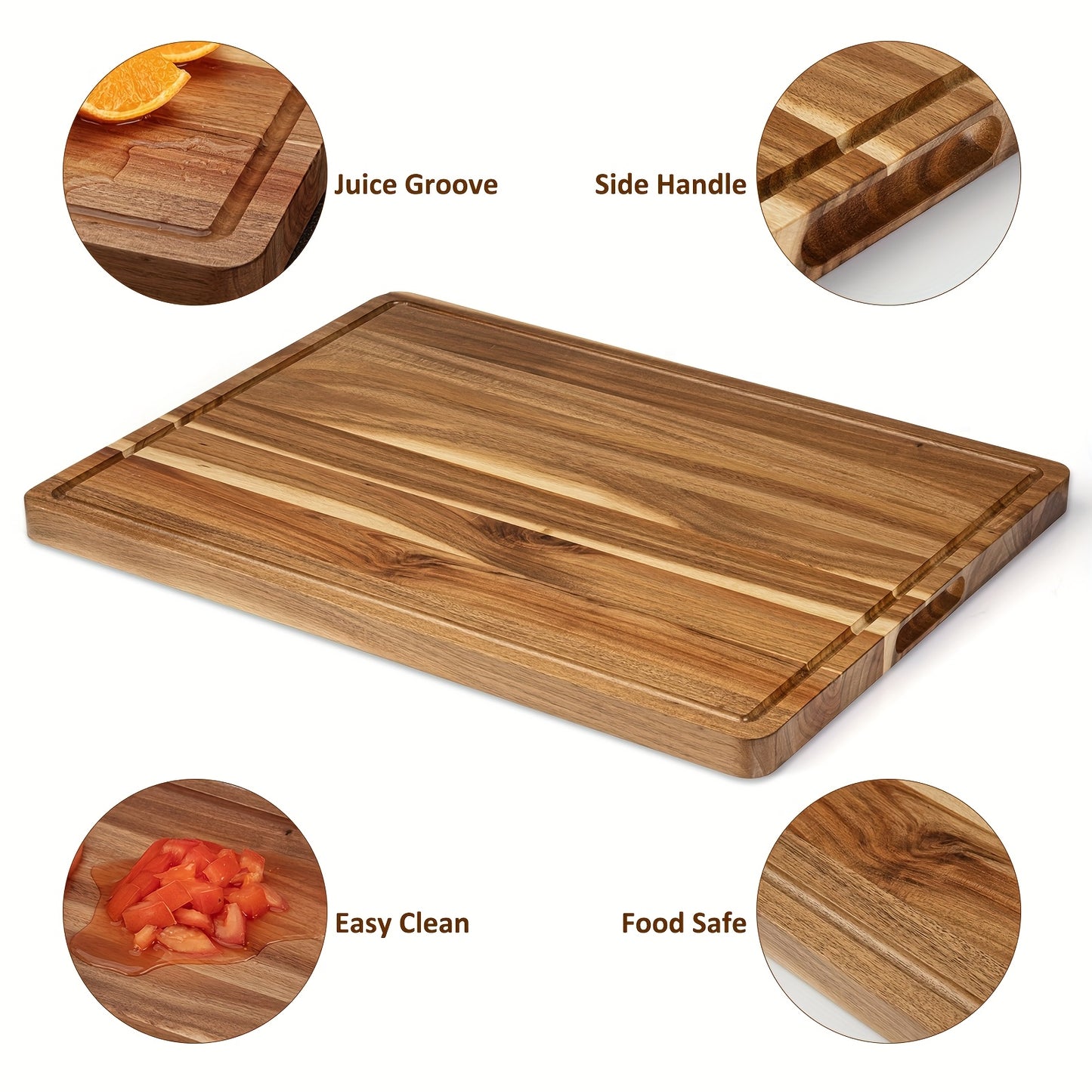 XXL Acacia Cutting Board - Extra Large Charcuterie & Cheese Serving Tray, Durable Wooden Chopping Board for Kitchen, Ideal for Food Prep, Serving Meat, Vegetables, and Cheese, Meat Chopping Board|Rustic Kitchen Accessory|Acac