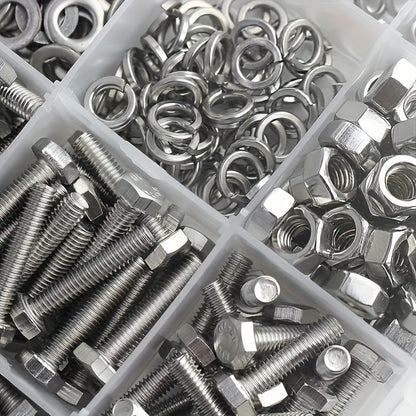 [Customer Favorite] 240pcs Stainless Steel Hex Bolt & Nut Set - Durable, Corrosion-Resistant with M4/M5 Sizes, Washers Included for Versatile Use