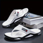 Men's Stylish Flip-Flops - Comfortable PVC Material, Non-Slip Sole, Arch Support Strap, Perfect for Beach & Casual Wear (Black/White/Beige), Beach Accessories