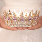 1pc Baroque Style Round Crown Princess Queen's Round Crown Bridal Wedding Birthday Hair Accessories, Retro Style