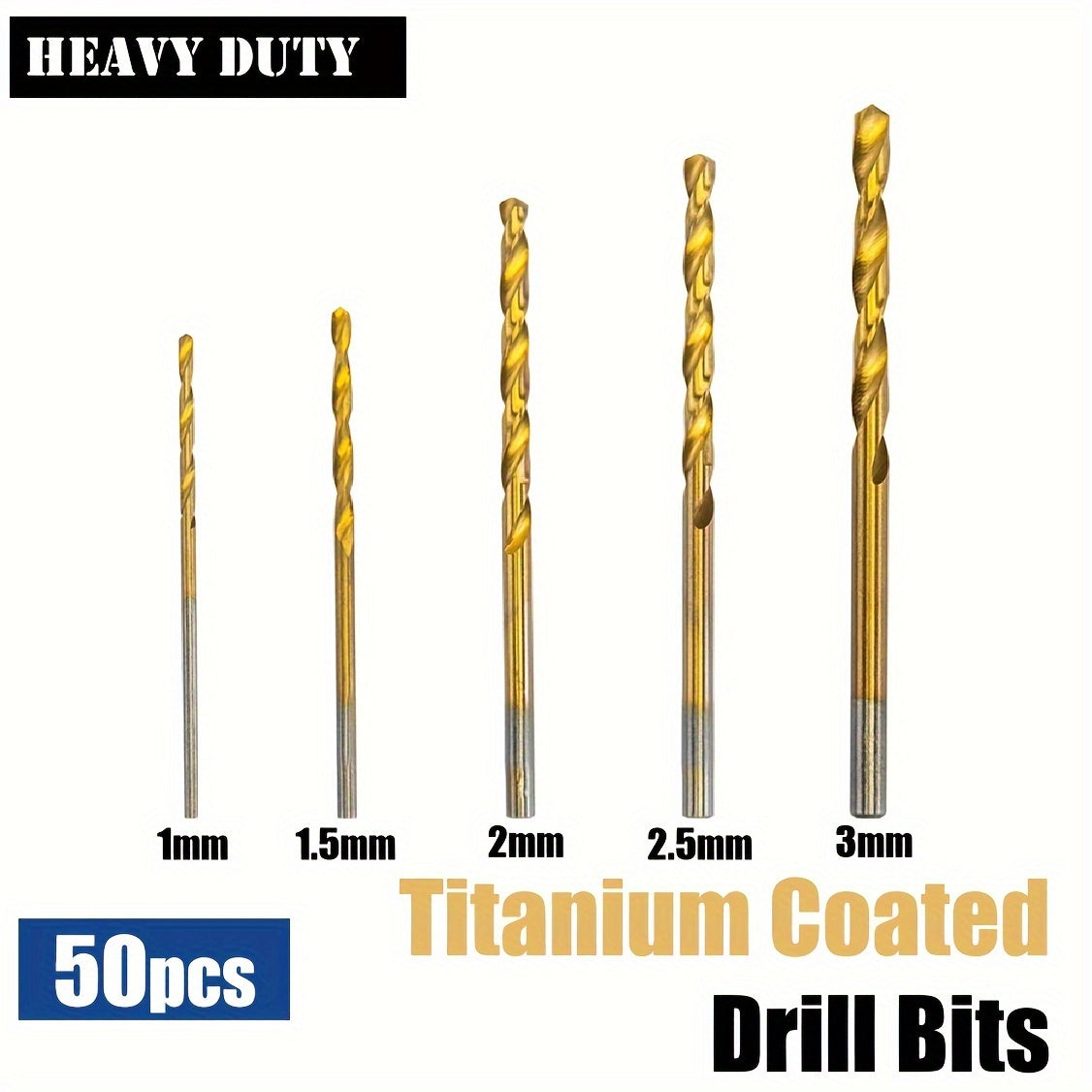 Ultimate Power Tools Electric Drill 50Pcs Titanium-Coated High-Speed Steel Drill Bit Set Perfect For Metal Steel, Aluminum & Copper Woodworking Hole Saw Drill Tools