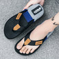 Men's Summer Flip-Flops - Non-Slip, Odor-Resistant Beach Sandals with Arch Support, Green & Yellow Striped Design, Comfortable EVA Upper & Rubber Sole for Everyday and Casual Wear, Leisure Comfort | Casual Style | Durable San