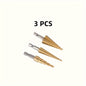 3pcs Titanium-Coated High-Speed Steel Step Drill Bit Set for Wood & Metal - Durable, Multi-Functional & Efficient