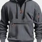 220gsm 100% Polyester Long Sleeve Hoodie - Men's Solid Color Regular Fit Casual Pullover with Zipper Pocket for Fall/Winter