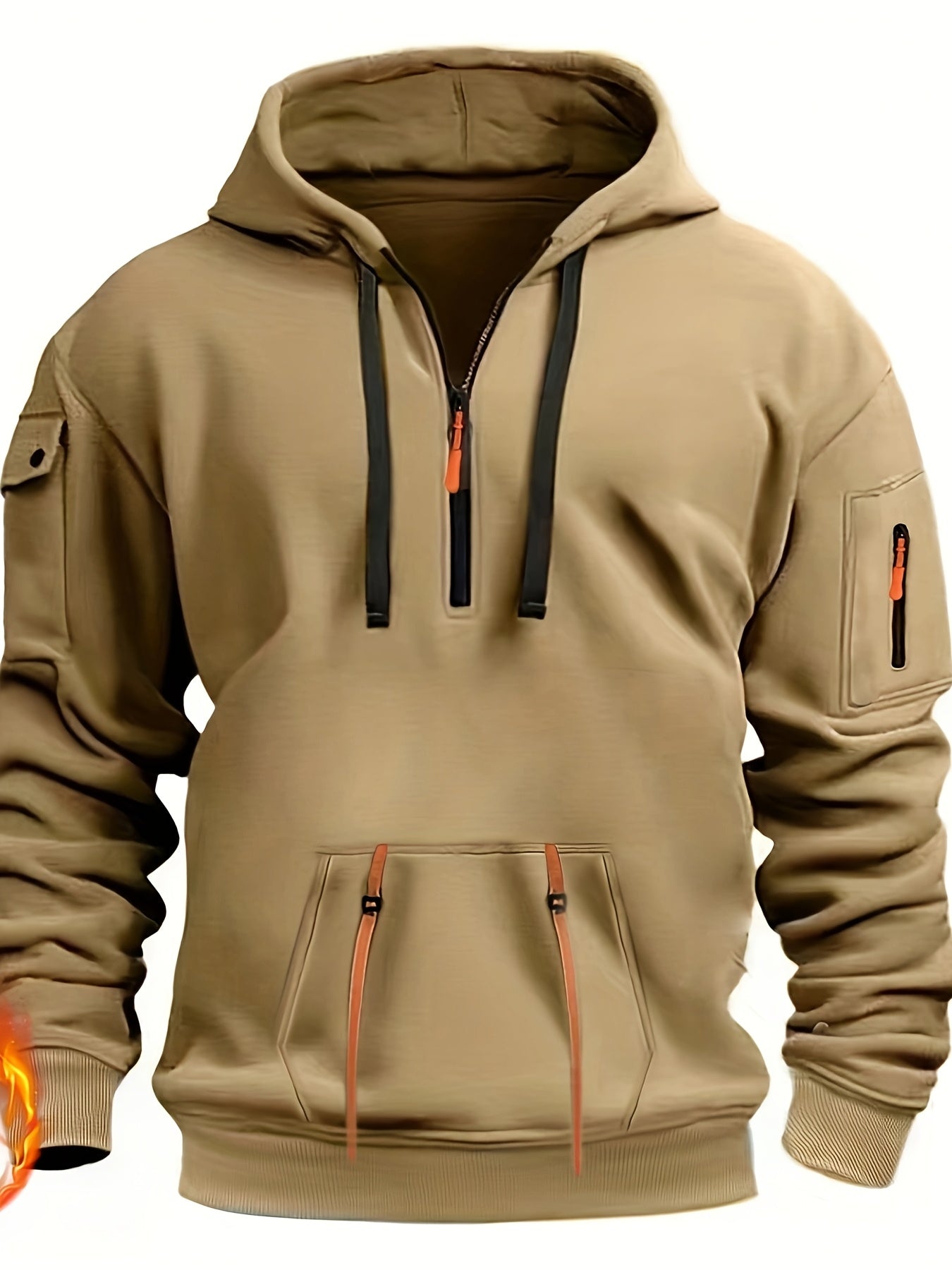 Men's Casual Sweatshirt with Multiple Zippers and Arm Pockets 2024 Cross-border Spring/Autumn Hoodie Large Size