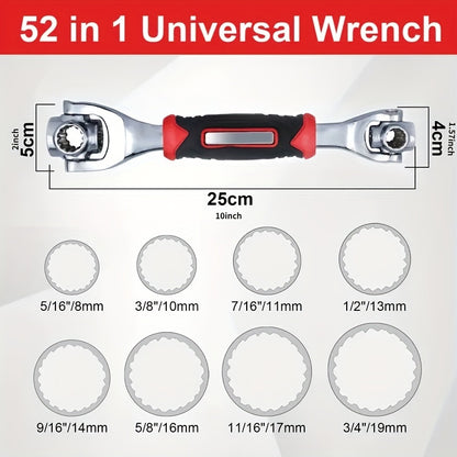 52-in-1 Multi-Functional Socket Wrench Set - 8-19mm Non-Slip Handle & Rotating Bone Design - Universal Wrench